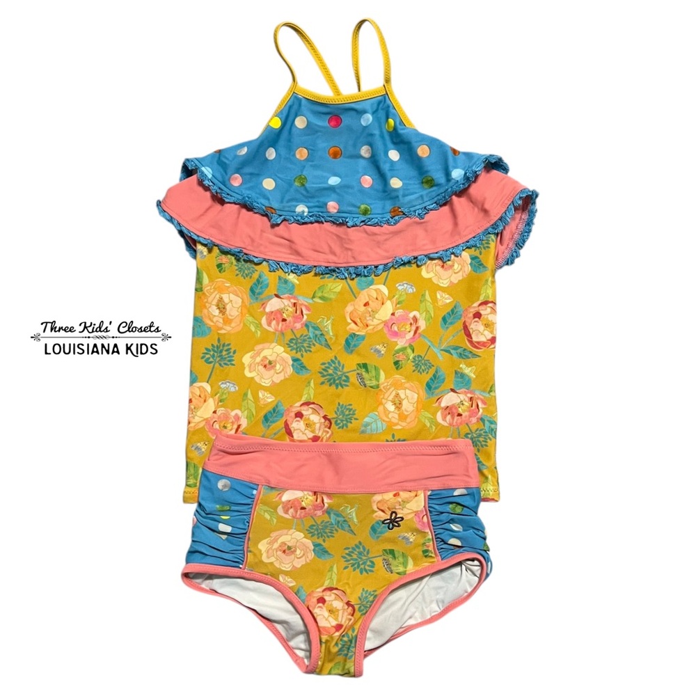 Matilda Jane 435 10Y Seafaring Floral Ruffle Swim Top & Starboard Swim Bottoms